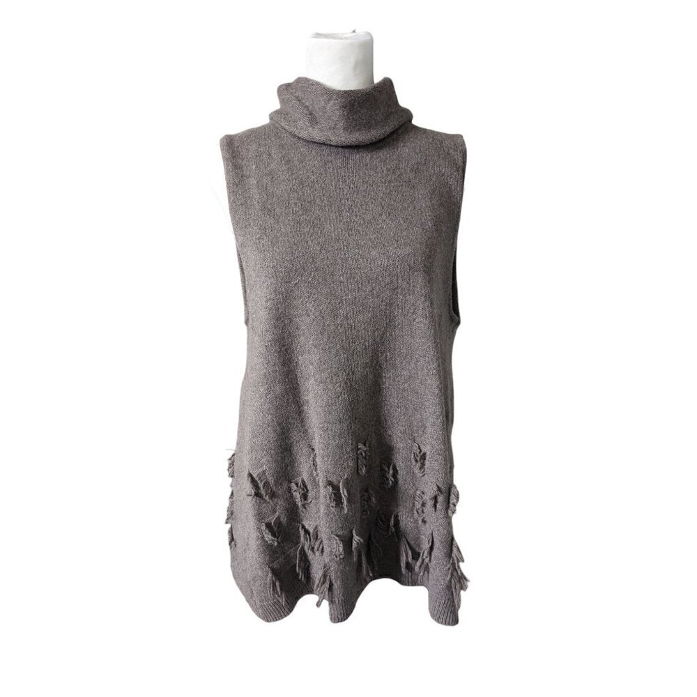 One Grey Day Alpaca Turtleneck Open Back Sleeveless Sweater Women's Size M
